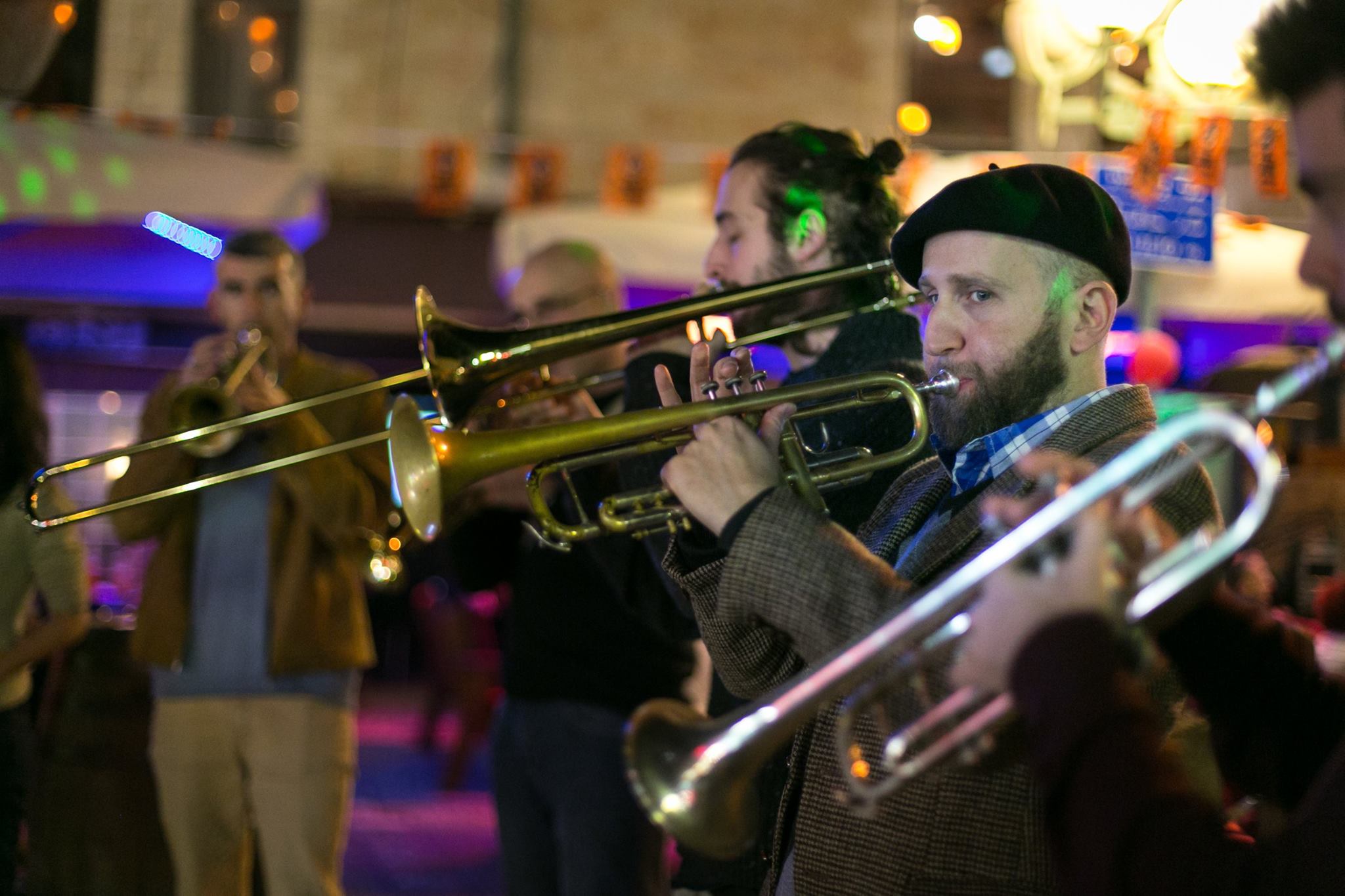 horn and trombone players perform at Shaon Horef Jerusalem winter festival