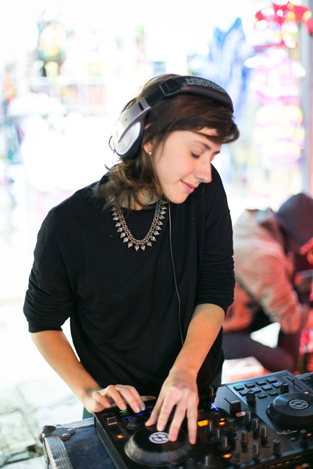 female DJ throws street party at Shaon Horef Jerusalem winter street festival