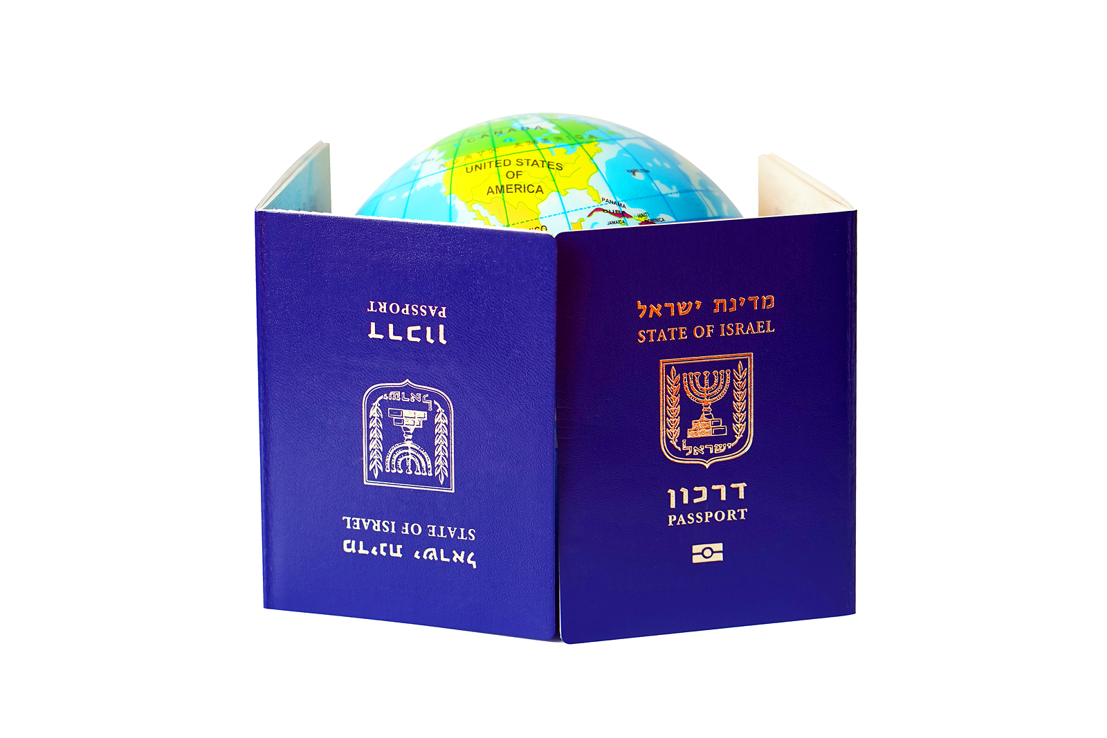 Globe staring into Israeli passport